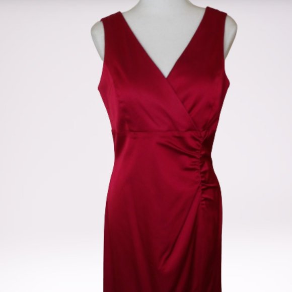Donna Ricco New York Maroon Satin Party Dress / Size 10 - Picture 5 of 16